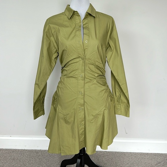 NWT Forever 21 Green Button Down Dress Sz M - Picture 1 of 7